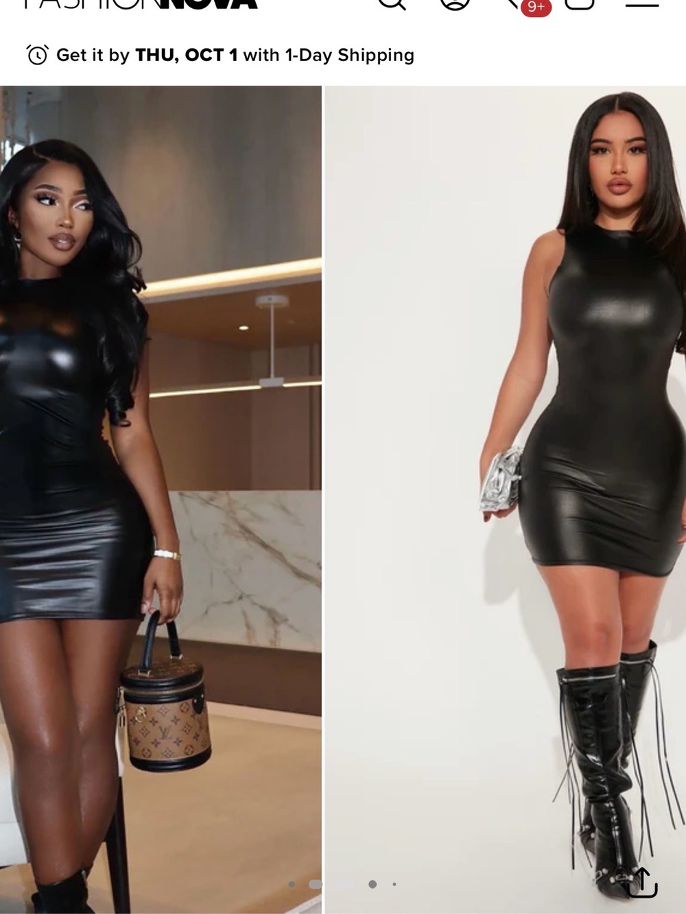 FashionNova Faux Leather Bodycon Mini Dress - Black